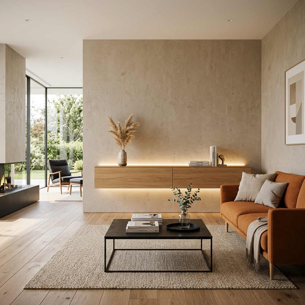 Living Room Collection - Warm contemporary modular orange-brown modular fabric sofa